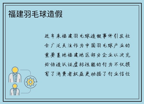 福建羽毛球造假